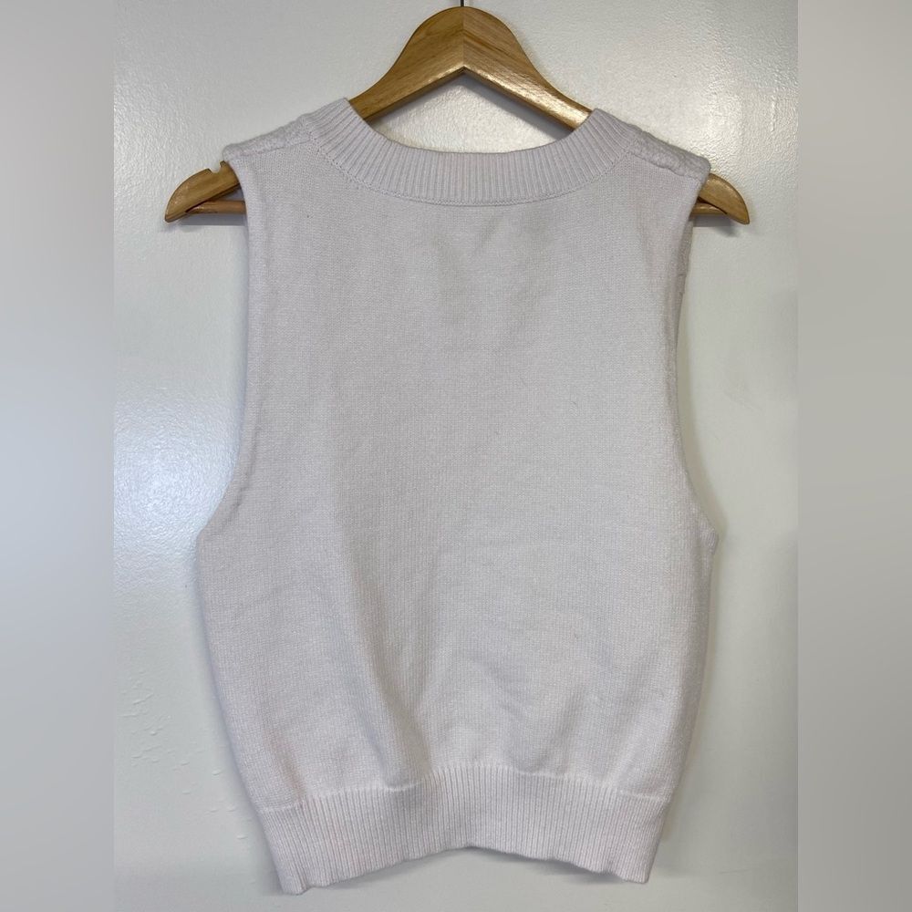 Chunky White Cable Knit Women’s Pullover Sweater Vest Size M - Picture 3 of 5